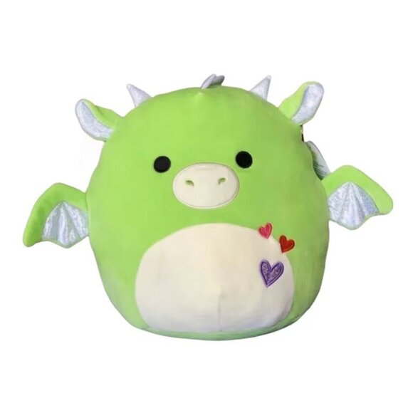 Retired Kellytoy Squishmallows 8” Desmund The Green Dragon 2021 Valentine Plush - Picture 1 of 7